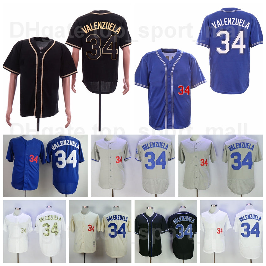 Retro 1955 1981 Vintage Baseball 34 Fernando Valenzuela Jersey Retire Team All Stitched Cool Base Blue White Grey Beige Black Cooperstown