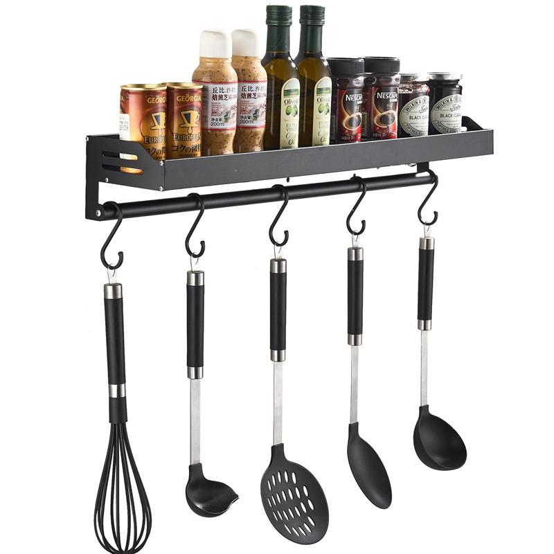 Kitchen Organizer Storage Wall-Mount Spice Racks Aluminum Shelves Utensil Spoon Hanger Hook Gad gets Accessories Supplies