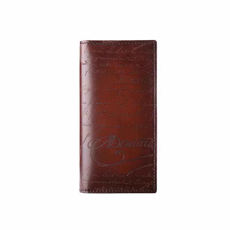 Wallets TERSE_Lettering Men Wallet Bifold Purse Full Grain Leather Bag High Quality Fashion Vintage Style Handmade Bags OEM