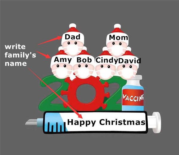 DHL 2021 DIY Christmas Decorations Ornaments Writable Santa Claus Pendant Home Party Gifts For Family Friends Resin