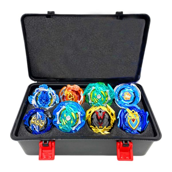 Toolbox Set 8PCS Limit Version Spinning Top with Sparking Launcher Handle Receiving Stroage Box For Child Gift X0528