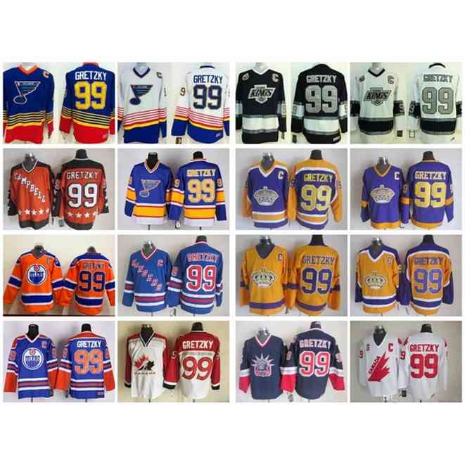 goodjjob 99 Wayne Gretzky Jersey Men Stitched 1984 All Star New York Rangers LA Kings St. Louis Blues Hockey Gretzky Vintage Jerseys