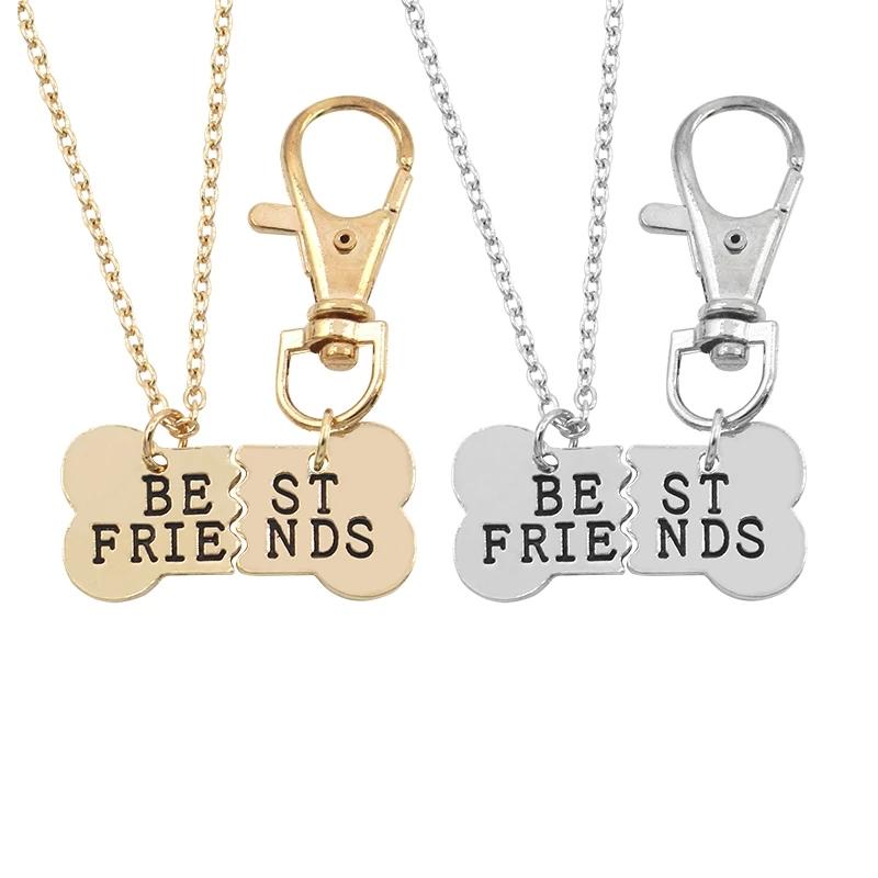 Pendant Necklaces 2021 2 Pcs-Set Pet Friends Choker BFF Spliced Into Dog Bones For Women Key Chain & Pendants Selling