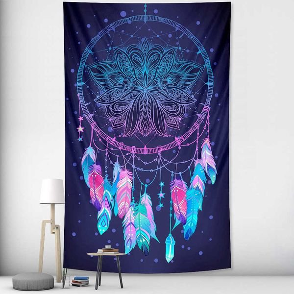 Psychedelic scene home decoration Mandala tapestry wall hanging wizardry tapestry Hippie Bohemian decorative sheet 210609