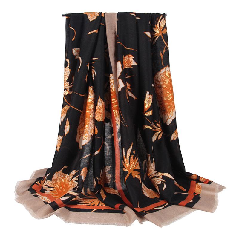 Scarves 2021 Women Autumn Keep Warm Cotton Linen Wraps National Style Flower Print Scarf Lady Soft Elegant Shawl Female Echarpe 180x90cm