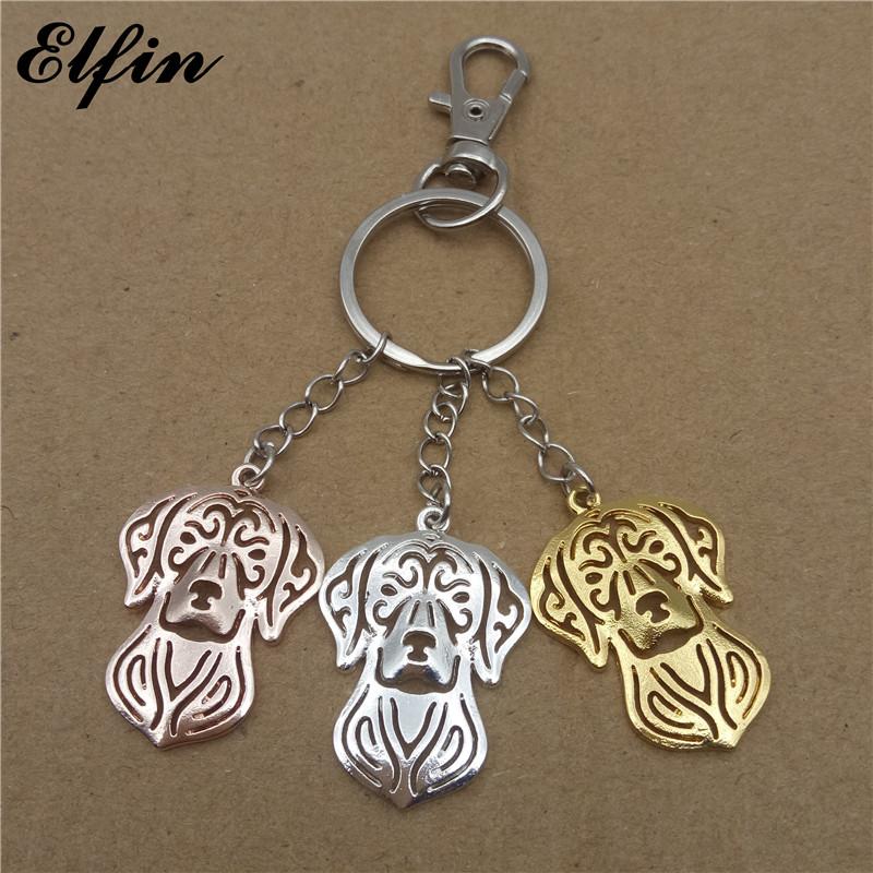 Keychains Elfin Trendy Hungarian Vizsla Key Chains Gold Color Silver Animal Pet Jewellery Fashion Dog Rings For Women Men