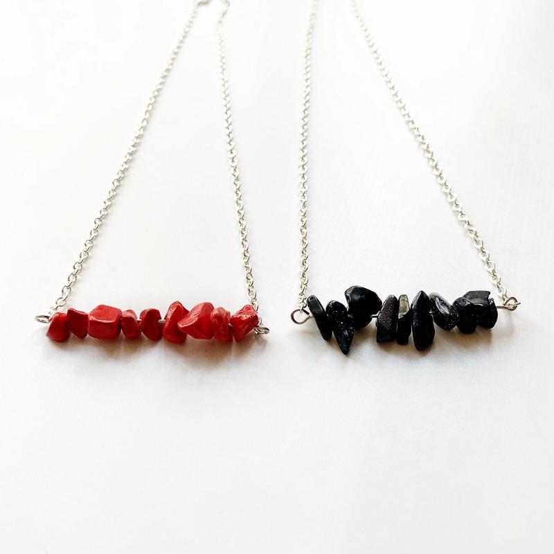Pendant Necklaces Crystal Chip Beads Jewellery Vintage Red Stone Blue Sandstone Necklace Men Women Reiki Healing 1pc