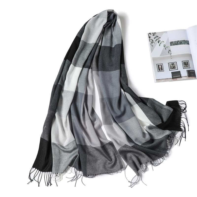 Scarves Winter Scarf Plaid Long Shawl Fashion Headband Wraps Women Bandana Hijab Tassels Female Foulard Cotton Feeling Stoles