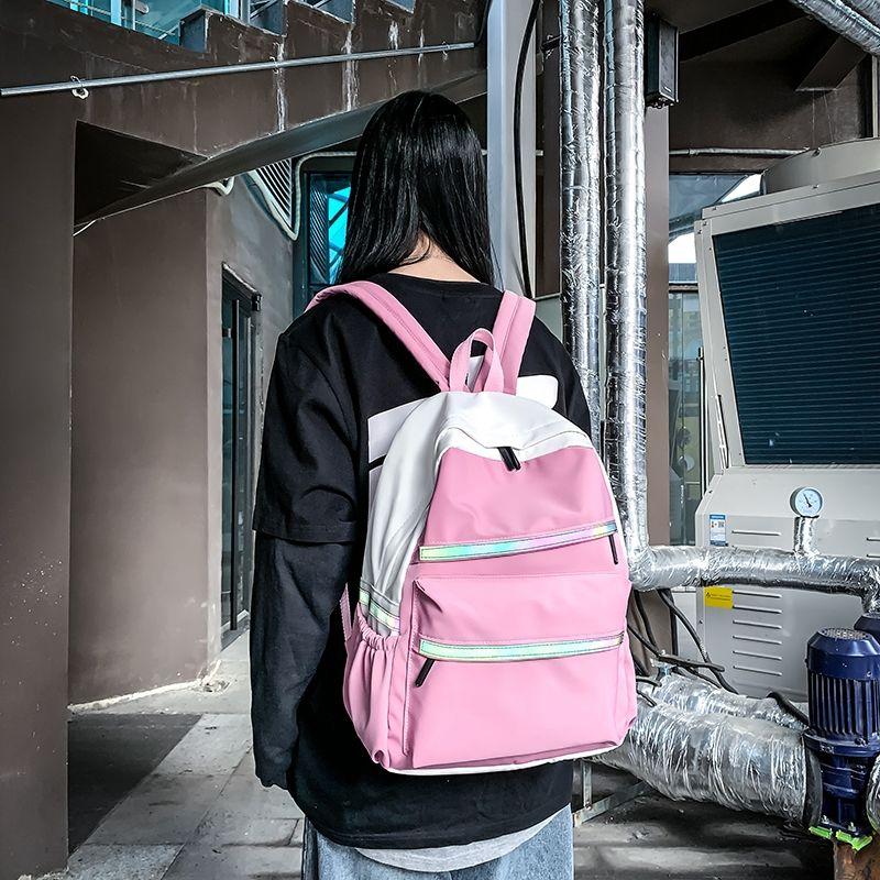School Bags Teen Girls Boys For Backpacks Women Bookbags Nylon Waterproof Panelled Lightweight Schoolbag Student College Style