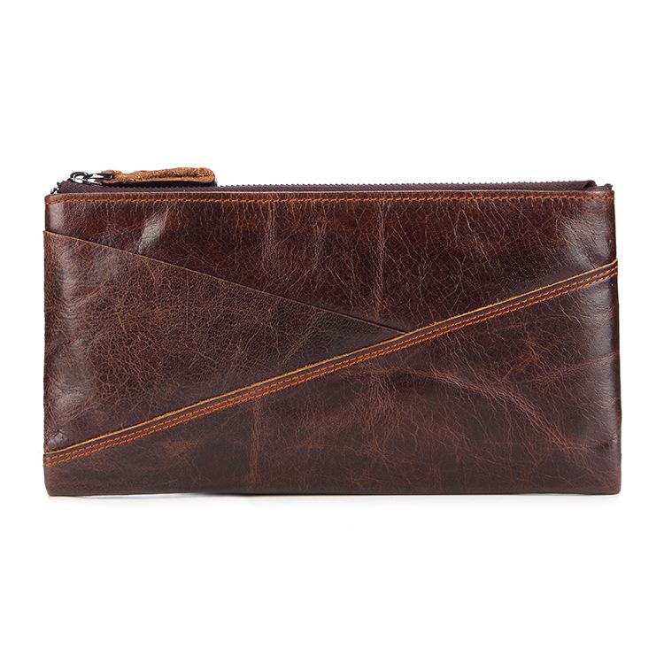 Wallets Men&#039;s Wallet Long Style High Quality Double Zipper Large Capacity Holders Hand Bag Cardholder Male Leather