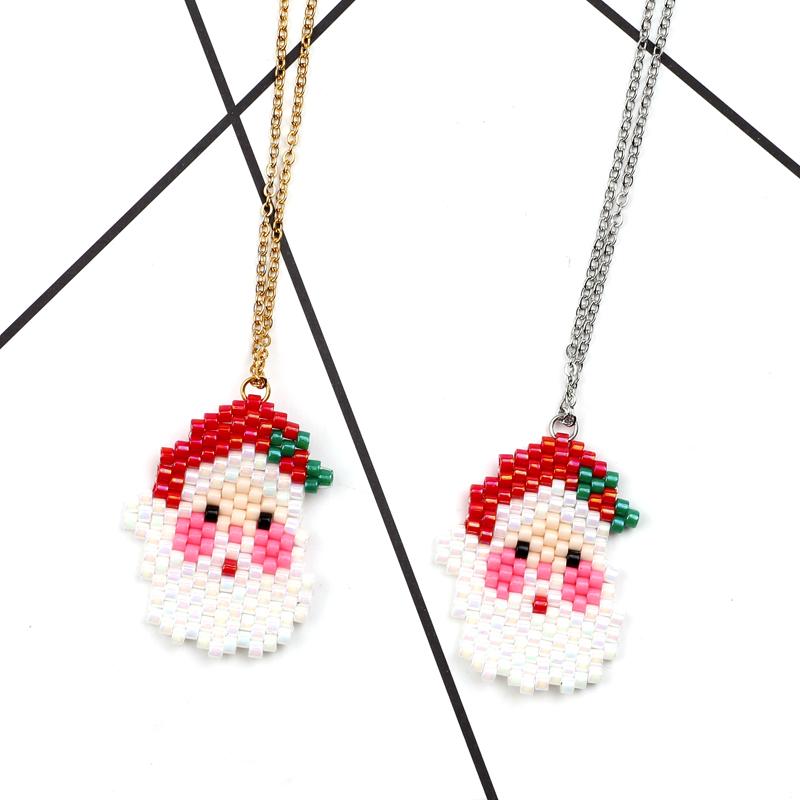 Pendant Necklaces FAIRYWOO Santa Claus Necklace Nightmare Before Christmas Gifts Handmade Jewelry For Lovers Women Cute Choker Luck Red