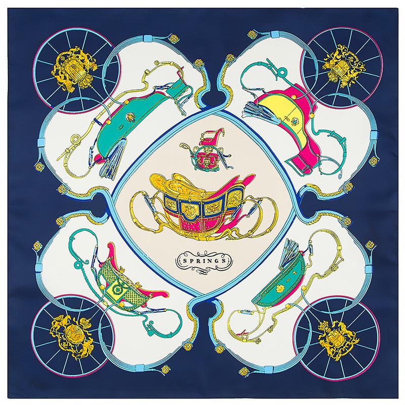 Scarves POBING Women Scarf Carriage Hijab Silk Satin Shawl Scarfs Foulard Square Head Office Lady Wraps 60*60CM