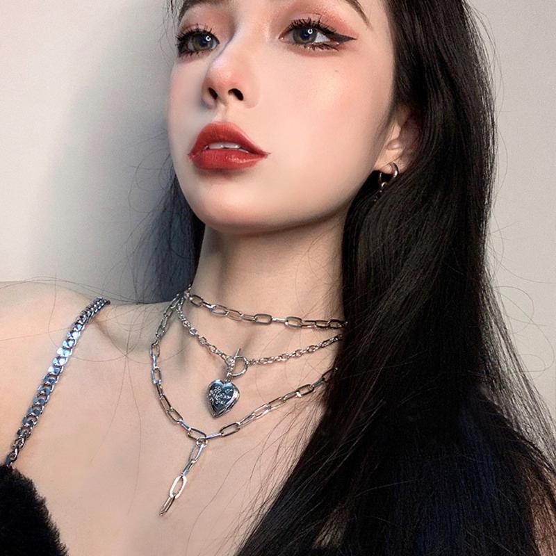 Pendant Necklaces PHYANIC Multilayer Womans Heart Women Choker Jewellery Ladies Geometric Lovers Silver Color Trendy Cute Halskette