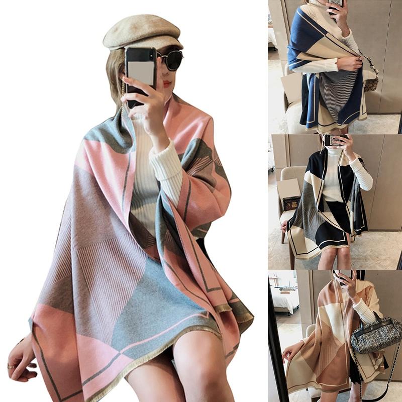 Scarves Fashion Winter Women&#039;s Cashmere Scarf Luxury Retro Warm Shawl Casual Color Bib Lattice Blanket