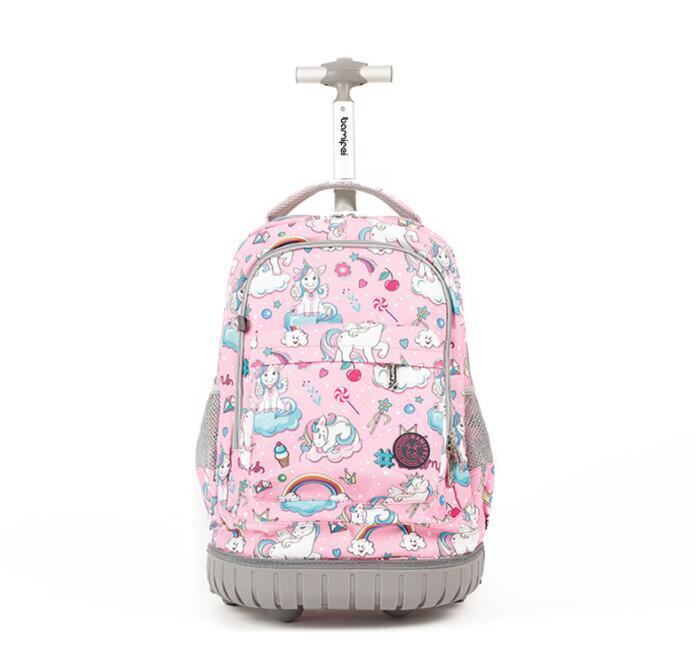 School Bags Kids Backpack On Wheels 18 Inch Rolling Bag Wheeled Travel Trolley Backpacks For Teenagers