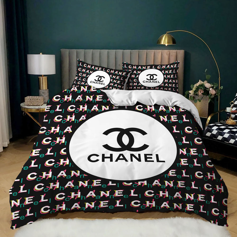 Luxury design letter printed textile bedding set of 3 pieces, soft modern style, holiday gift-hotel-, 1 quilt cover + 2 pillowcases