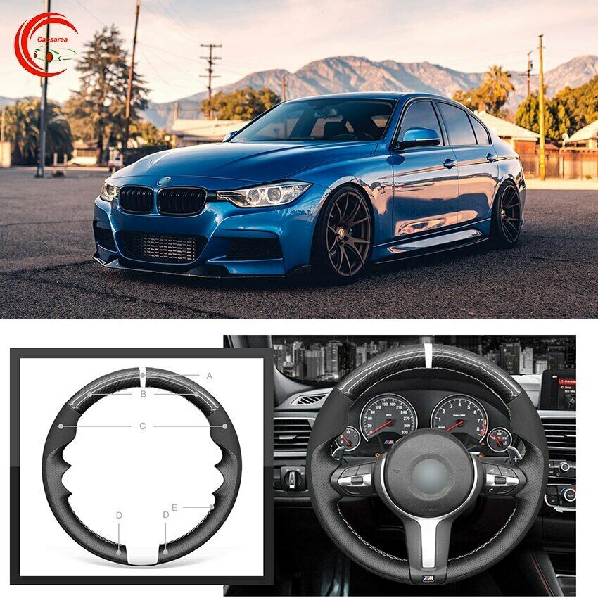 Black Suede Carbon Fiber Car Steering Wheel Cover For BMW M Sport F30 F31 F34 F