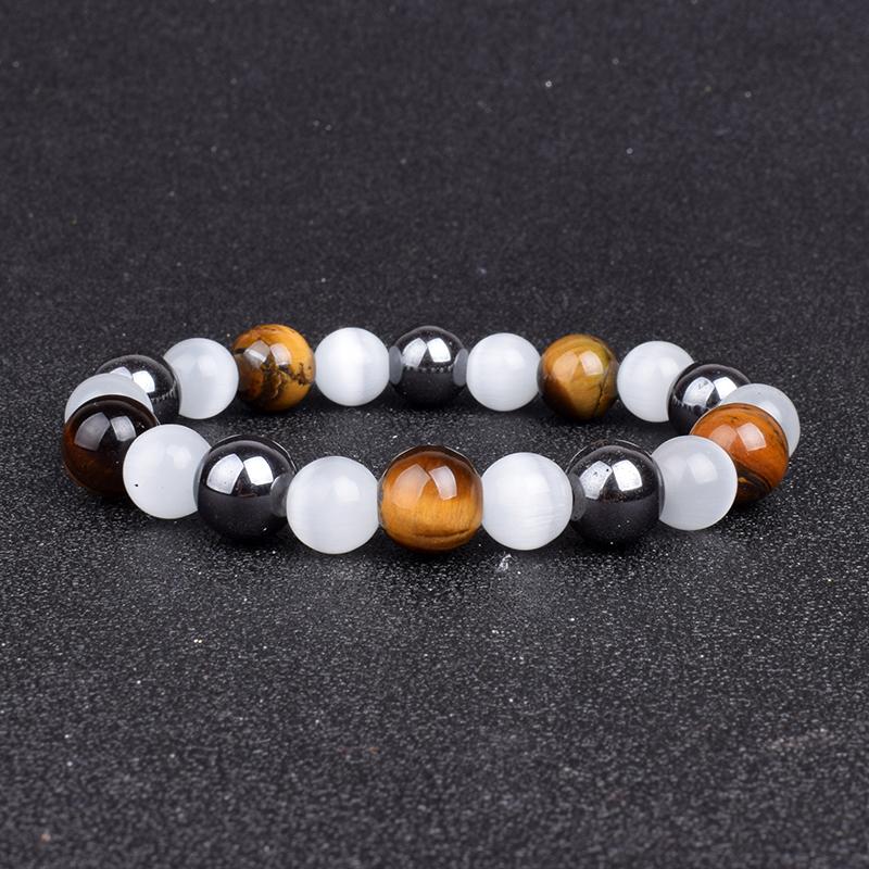 Beaded, Strands Fashion Natural Stone Opal Bracelet Tiger Eye Energy Hematite Obsidian Bracelets Women Health Balance Healing Soul Reiki Jew