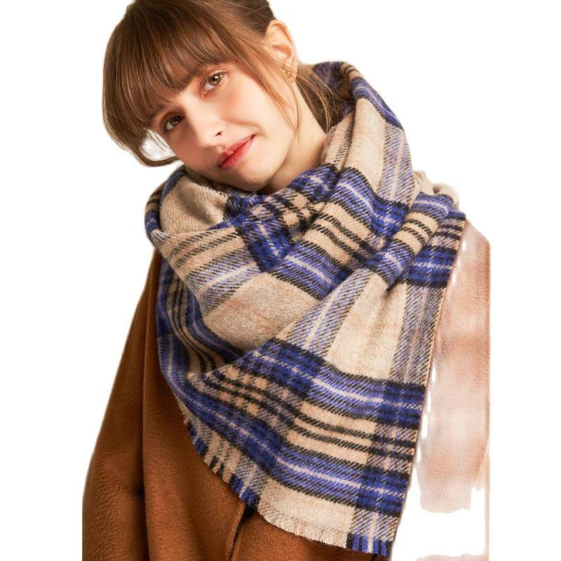 Scarves Pure Four Seasons Men&#039;s And Women&#039;s Wool Stripes Check Ladies Scarf Street Style Pattern Shawl