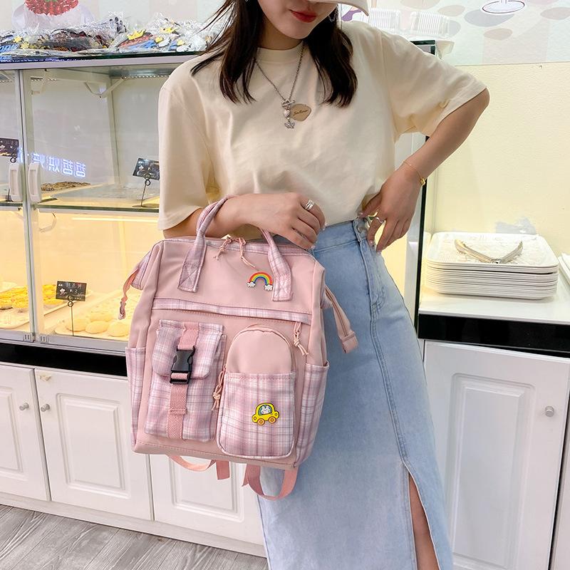 School Bags Women Vintage Casual Plaid BackpacksFashion Travel Bag For Teenager Girls Back Packs Large Capacity Bookbag