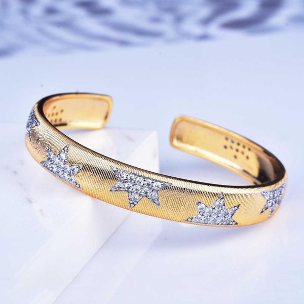 Bangle Fashion CZ Micro Pave Open , Cubic Zirconia Gold Color Wire Gift For Women