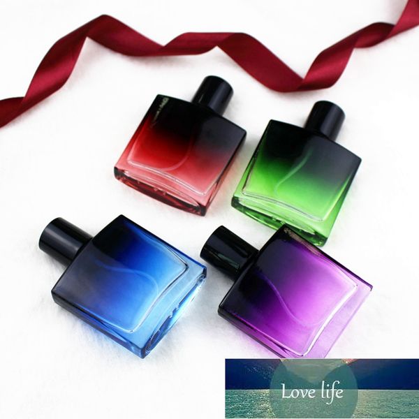 10pcs-lot 30ML Colorful Square Glass Perfume Bottle With Sprayer Refillable Empty Travel Spray Cosmetic Container
