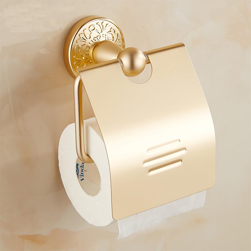 Toilet Paper Holders Golden Holder, European Antique Roll Rack,Bathroom Accessories Retro Tissue Holder Gold Plated