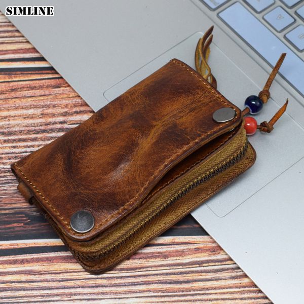 Classic Wallets Vintage Genuine Cow Leather Key Holder Men Cowhide Zipper Car Bag Case Card Holders Coin Purse Organizer Housekeeper