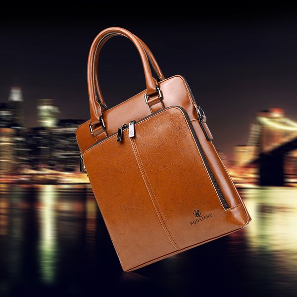 Briefcase Men&#039;s Leather Shoulder Bag Fashion Vertical Handbag Oem Gifts