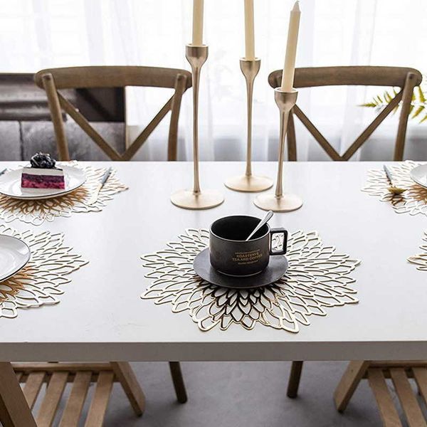 Dining Table Placemat Lotus Leaf Pattern Kitchen Plant Coffee Table Mats Cup Coasters Plate Coasters Home Decor placemat 210706