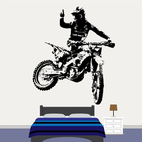 Motocross Motorbike Vinyl Wall Art Stickers Dirt Bike Window Decal Cool Style Boys Bedroom Club Man Cave Home Decoration E388 210705