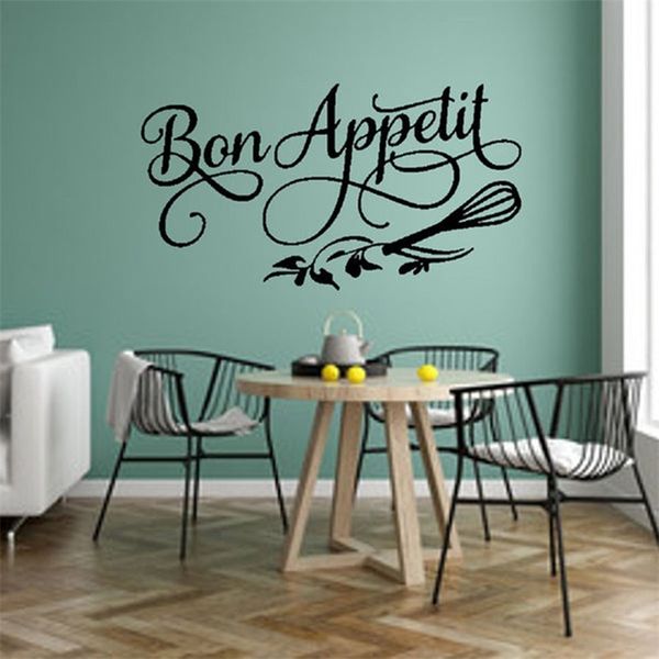 Good Appetite Wall Decal Dining Room Kitchen Restaurant French Quotes Home Decoration Vinyl Wall Stickers Flower Art Mural S630 210705