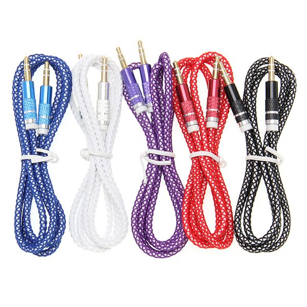 wholesales Jack 3.5mm Audio Cable Nylon Braid candy 3.5mm Car AUX Cable Headphone Extension Code for Phone MP3 Car Headset Speaker