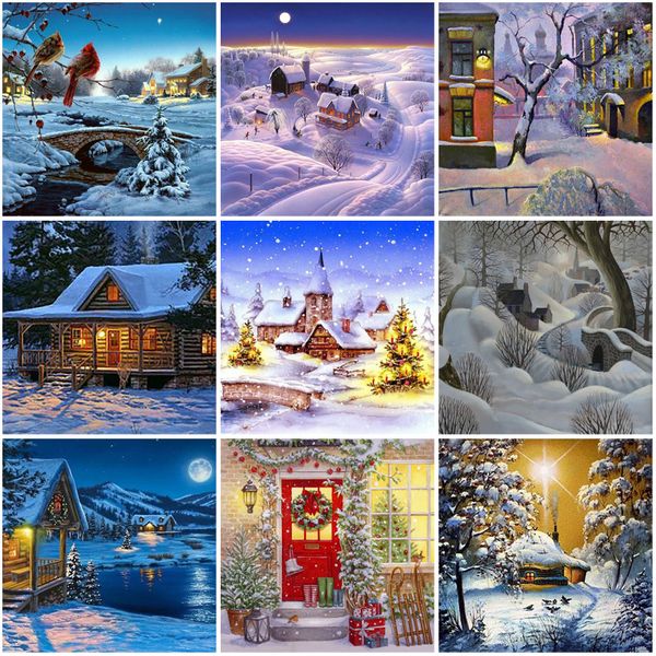 Diy 5D Diamond Painting Winter Snow Landscape Full Square Drill Diamond Embroidery Mosaic Cross Stitch Home Decor Wall Art Gift