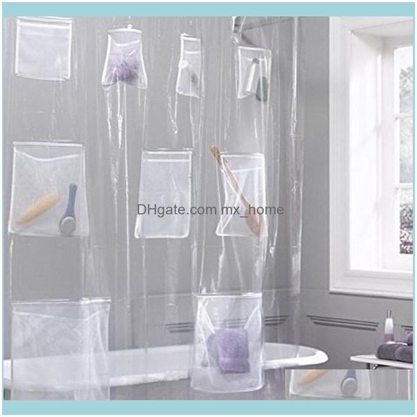 Curtains Aessories Bath Home & Gardenwaterproof Mildew-Proof Non Toxic Bathroom Translucent Shower Curtain Liner With Pockets 201127 Drop De