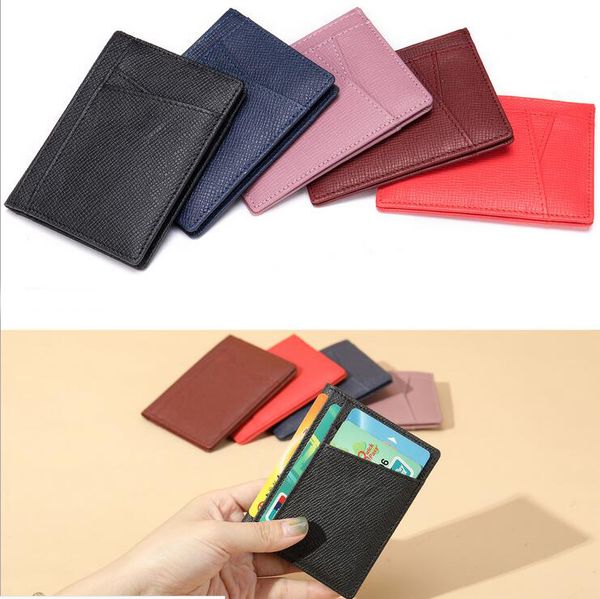 Wholesale genuine leather card holder wallets multi-position simple men women leathers ID cards holders small purse 8105