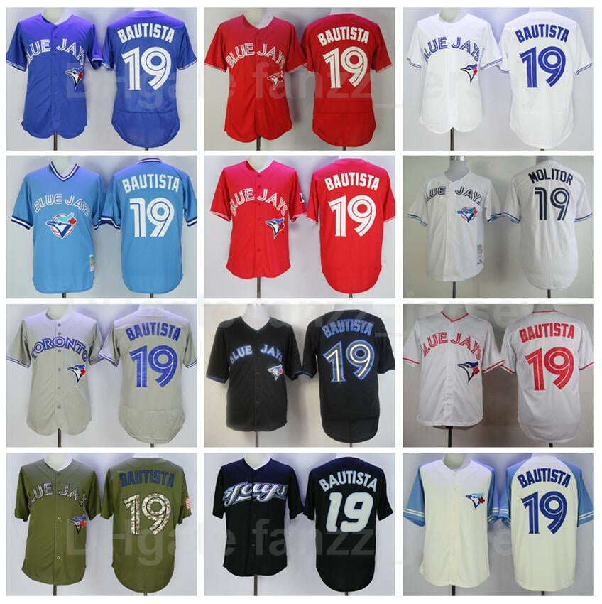 1993 2008 Retro 19 Jose Bautista Baseball Jersey Vintage Stitched And Embroidery Cool Base Pullover White Grey Blue Red Black Team Flexbase Retire G