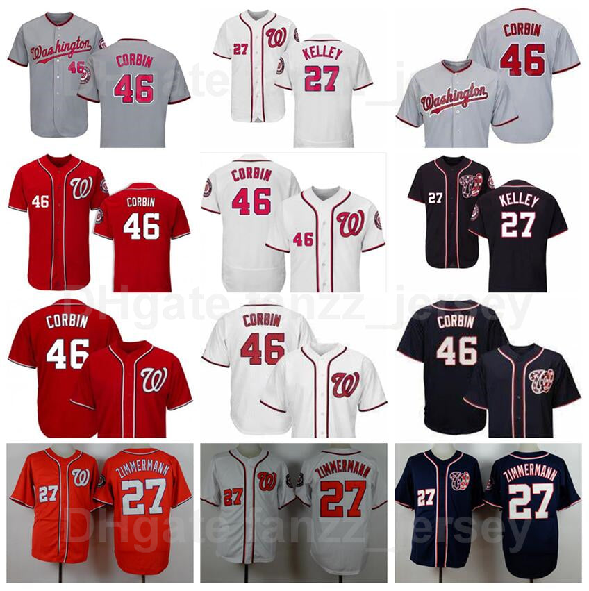 Men Baseball Vintage 27 ZIMMERMANN Retro Jersey 12 ALFONSO SORIANO 46 Patrick Corbin Team Red White Grey Navy Blue Color Flexbase Cool Base Retire C