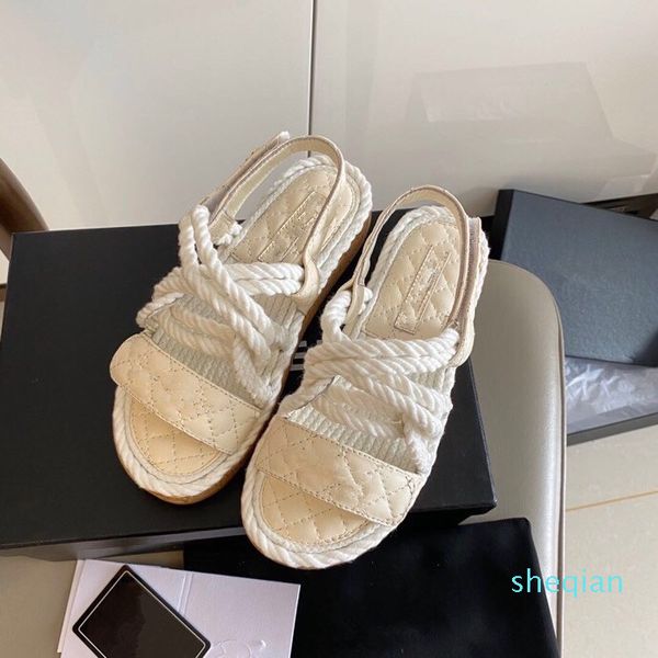 designer Sandals beach soft sole leather smooth sports bubble running women sandals leisure platform multi function Roman Hemp rope