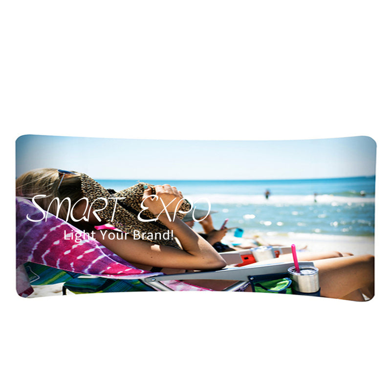 Advertising Display 20ft Snap-Tube C Curve Tension Fabric Backdrop Wall with Thick Aluminum Tube Customized Printed Graphic Portable Carry Bag