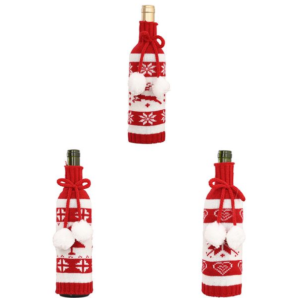 red Christmas cover ornamental knitting creative ball bottle and white bottle bag restaurant family atmosphere decoration supplies T3I51323