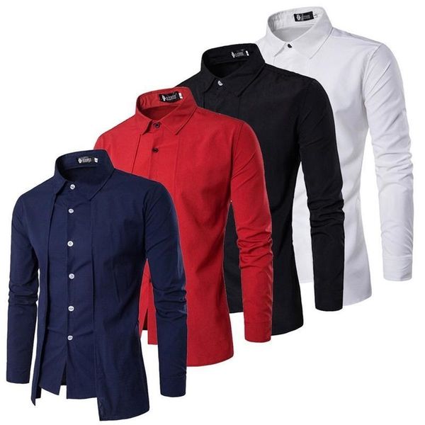 Fashion Shirts for Men Autumn Long Sleeve Turn Down Collar Camisas Hombre White Formal Tops Clothing Black Business 210730