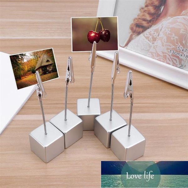 10pcs Cube Resin Card Picture Memo Note Photo Clip Holder Desk Alligator Clip Holder Wedding Card Holder DIY Gift (Silver)
