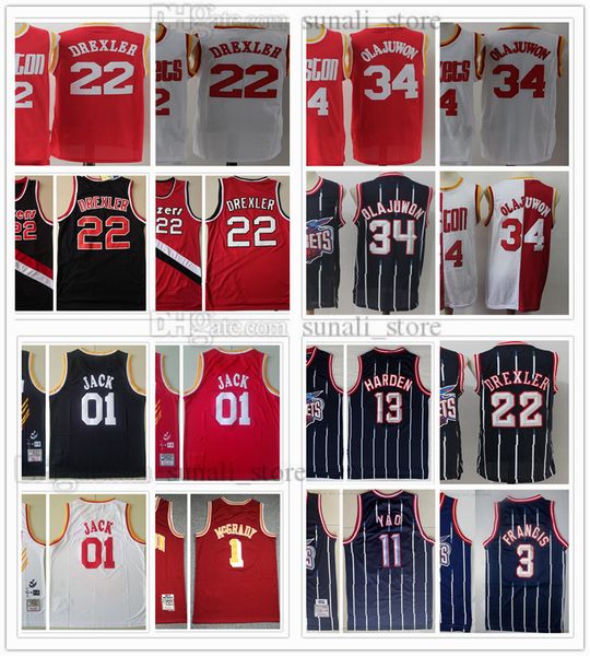 1993-94 Retro Men Hakeem Olajuwon 34 Clyde Drexler 22 Basketball Jerseys 2004-05 Tracy 1 McGrady Cactus 01 Jack Shirts 02-03 Yao Ming 11 Mes