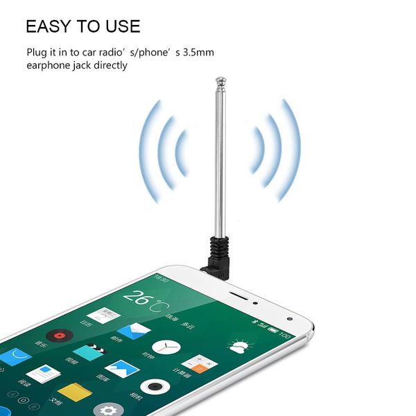 FM Radio Antenna Mobile Phone Cellphone Radios Telescopic Retractable Antena 3.5mm Jack Audio Equipment