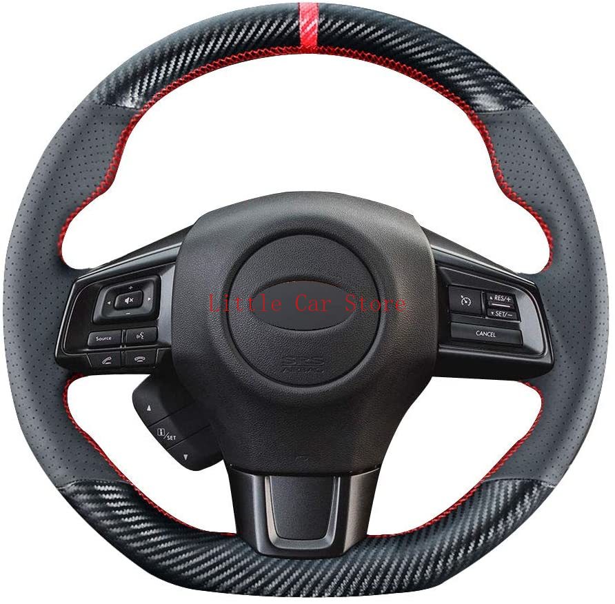 DIY Stitching Carbon Fiber Steering Wheel Cover For Subaru WRX STI Levorg 2015-19 STI 2019 Leather Interior Accessories