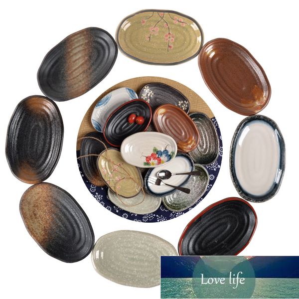 Oval sushi Japanese glaze ceramic small dishes flavor dish kitchen soy sauce vinegar snack dish sushi wasabi condiment dishes Factory price