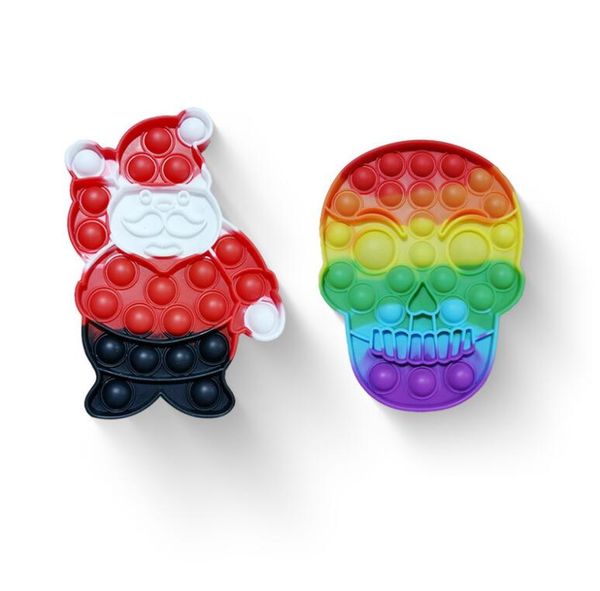 Christmas Halloween Fidget Toys Push Bubbles Puzzle Sensory Santa Claus Rainbow Skull Children&#039;s Wisdom Bubble Toy Party Gifts Decorati