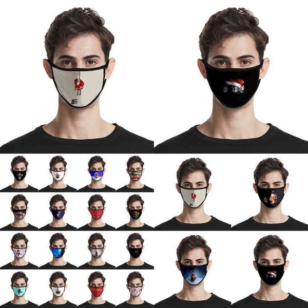 Adults Fashion Christmas Santa Face 3D Kids Masks Claus Elk Print Mask Anti Dust Reusable Washable Mouth Cover Xmas Face Masks