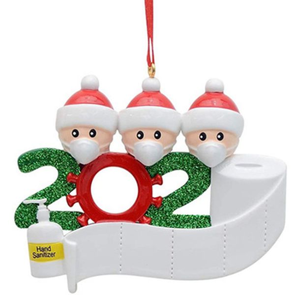 Gift Christmas Decoration Party 2020 Personalized Snowmen Quarantine Family Ornament Pandemic with Face Masks Hand Sanitized IIA603